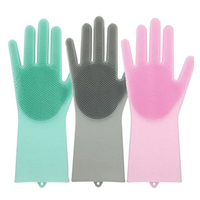 Amazon Hot Sale Silicone Scrubber Gloves Magic Silicone Cleaning Gloves for Dish Washing Mitts Heat Resistant Silicone Cleaning Gloves Brush Scrubber, Silicone Dishwashing Gloves