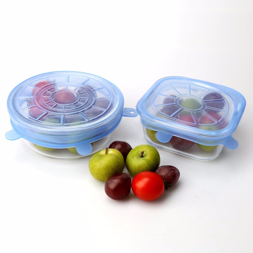 6 Piece Pack Silicone Storage Container Lids Food Grade Silicone Stretch Lids for All Containers