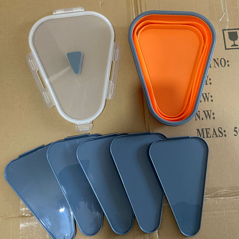 Reusable Expandable Sandwich Box Collapsible Silicone Pizza Pack Container The Perfect Pizza Pack Silicone Storage with 5 Trays